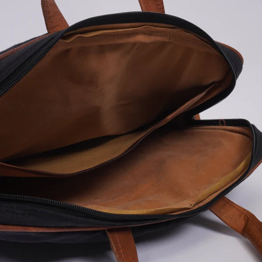 Zyn Canvas & Leather Laptop Bag – Sleek. Durable. Timeless.