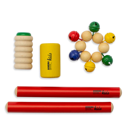 Rohema Color Percussion Kids Set - Shakers, Wristbells and Claves - Age 1+