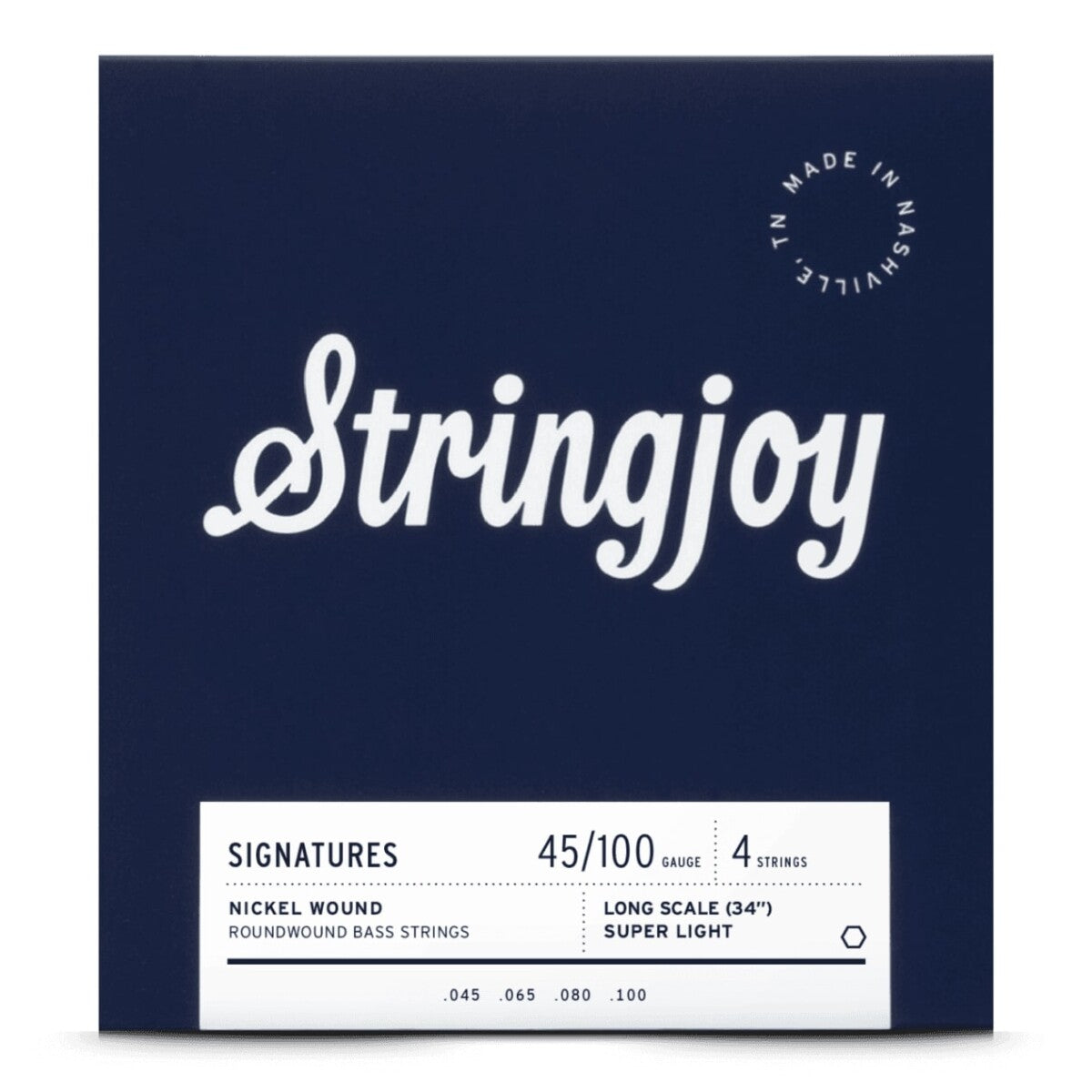 Stringjoy Super Light Gauge (45-100) 4 String Long Scale Nickel Wound Bass Guitar Strings