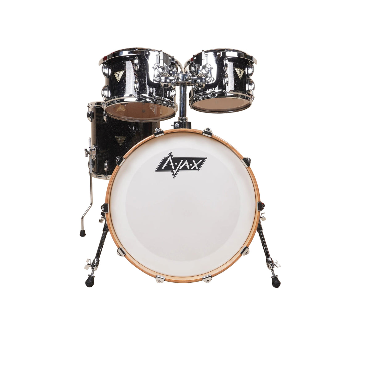 AJAX Forte Standard 22" Kick - 4 Piece Shell Pack - Black Sparkle Lacquer
