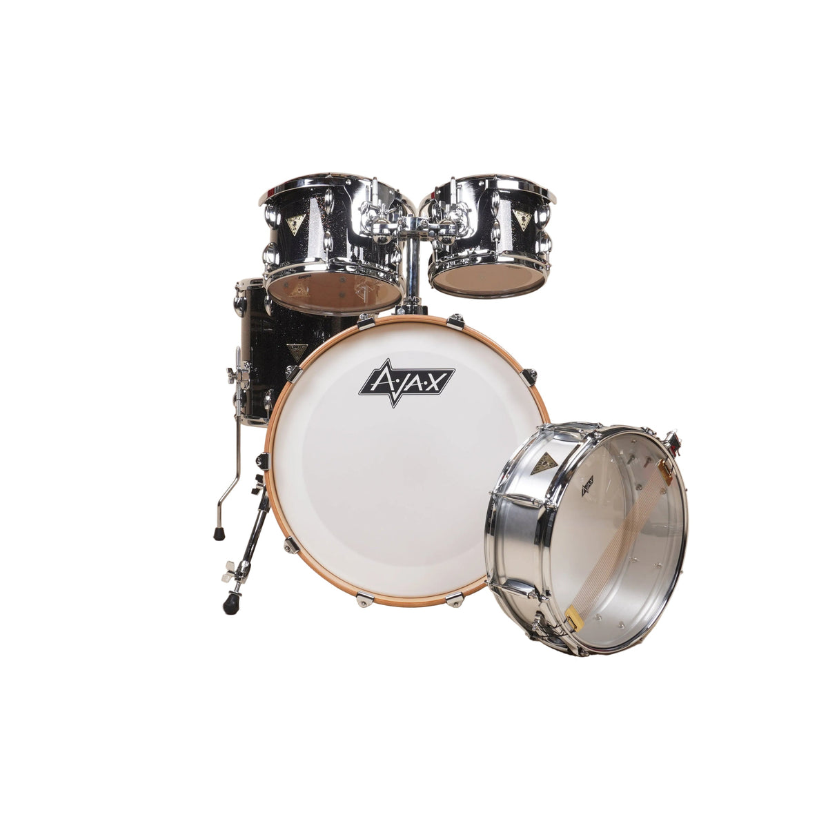 AJAX Forte Standard 22" Kick - 4 Piece Shell Pack - Black Sparkle Lacquer