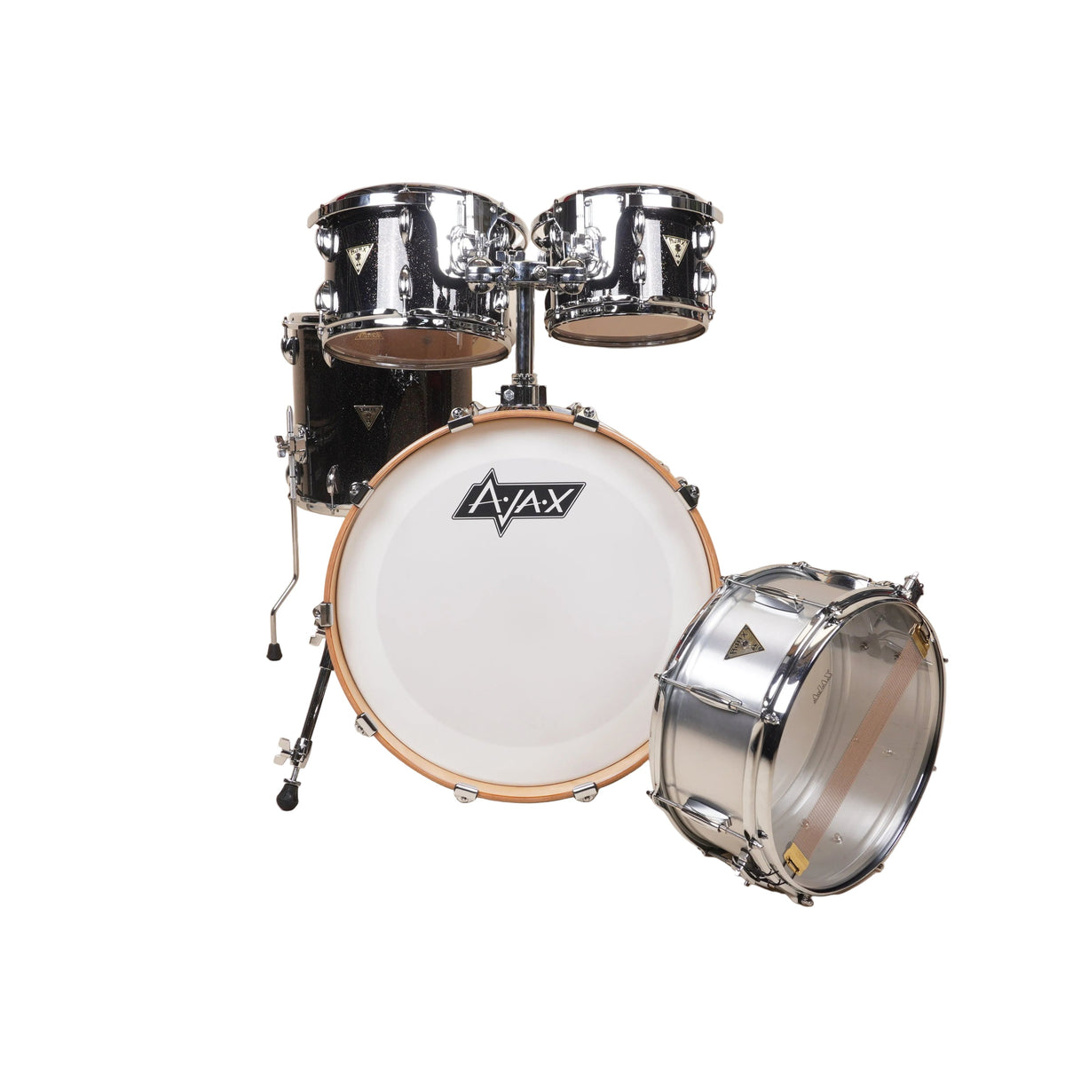 AJAX Forte Standard 22" Kick - 4 Piece Shell Pack - Black Sparkle Lacquer