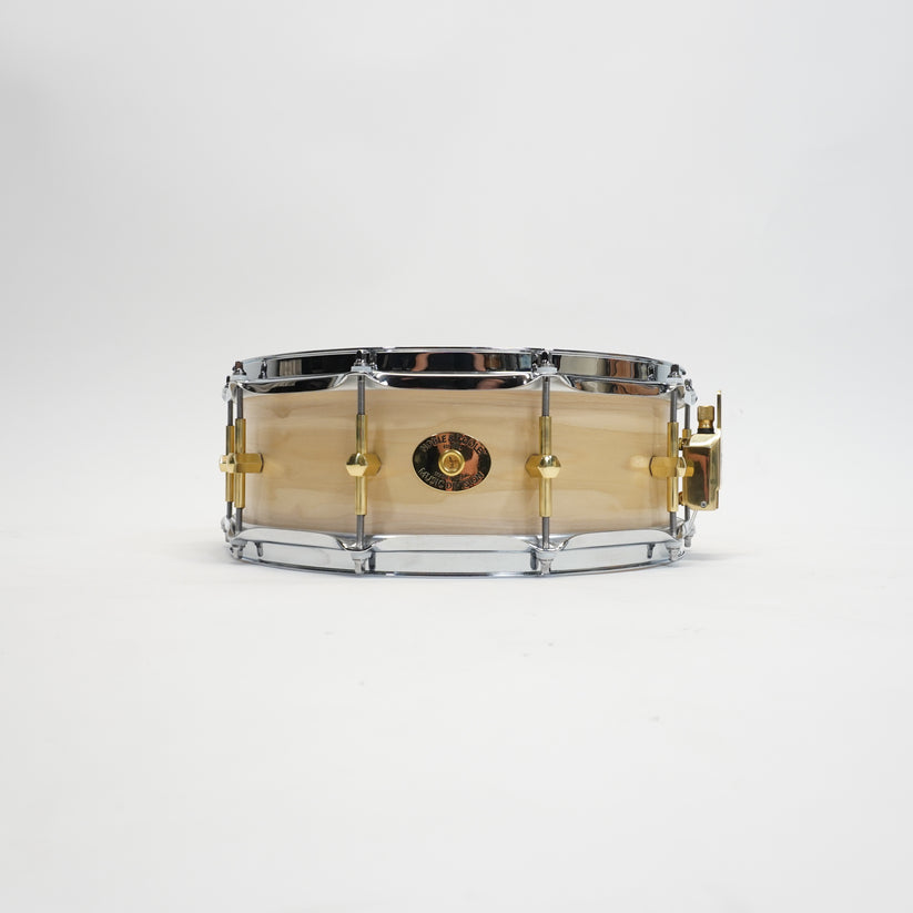 Noble & Cooley Solid Shell Tulip Snare - Natural Satin, Brass Hardware, Flanged Chrome Hoops