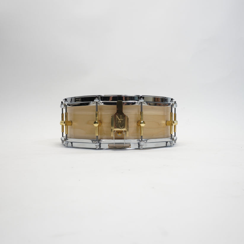 Noble & Cooley Solid Shell Tulip Snare - Natural Satin, Brass Hardware, Flanged Chrome Hoops