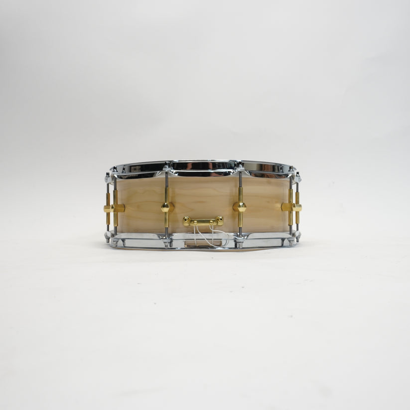 Noble & Cooley Solid Shell Tulip Snare - Natural Satin, Brass Hardware, Flanged Chrome Hoops