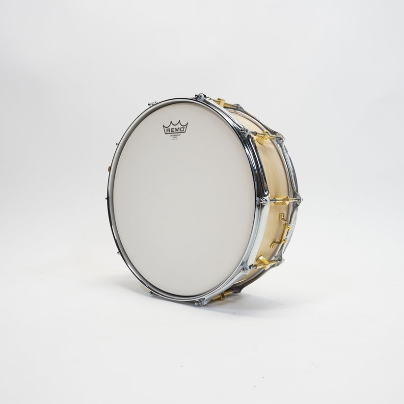 Noble & Cooley Solid Shell Tulip Snare - Natural Satin, Brass Hardware, Flanged Chrome Hoops