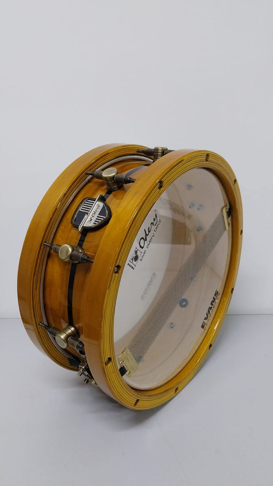Odery Custom Shop Snare, Araucaria & Teak woods, Wood Hoops and antique brass hardware - 14" x 5.5"