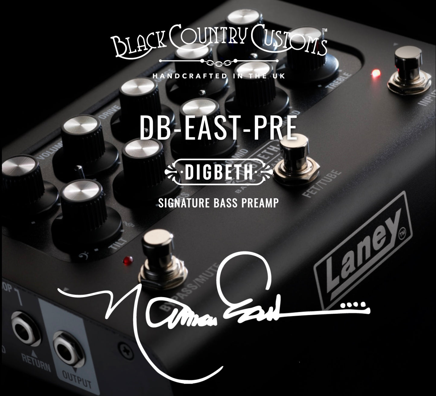 Laney - Laney Black Country Custom DIGBETH, Bass Pre Amplifier Pedal, Nathan EAST Signature - Available 4/25/26